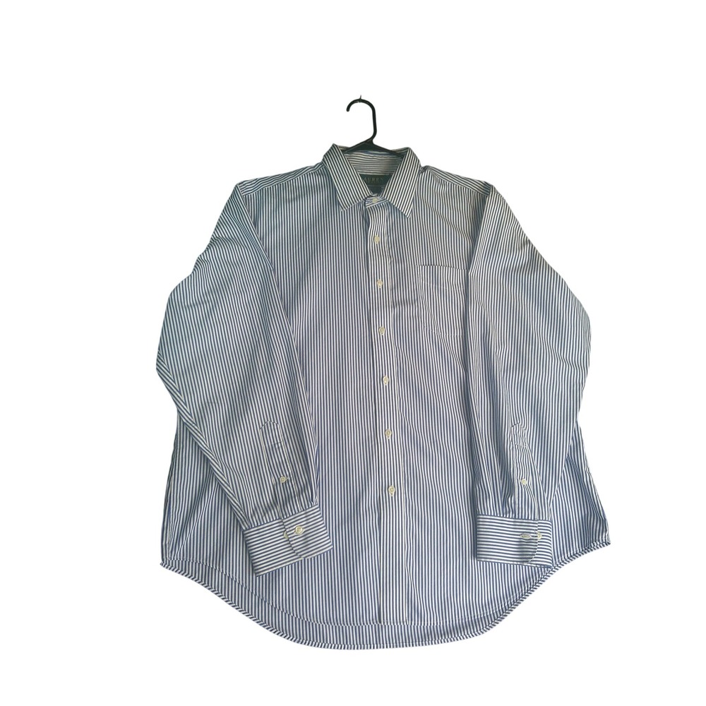 Lauren Ralph Lauren Men's 18 36/37 Classic Fit Non Iron Blue White Striped Shirt